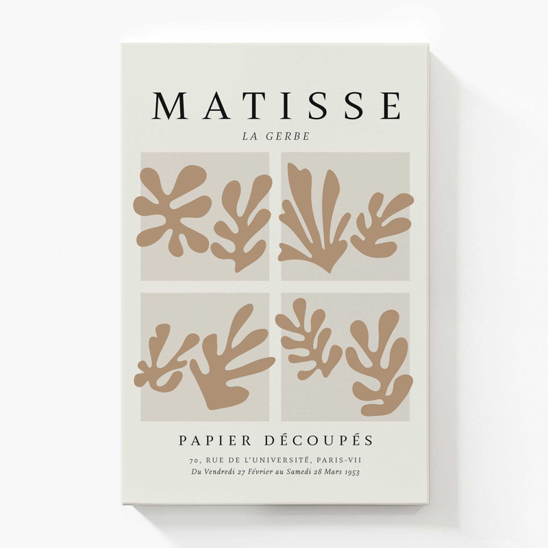 Matisse's La Gerbe Quartet en brun, Toile tendue, H 54 po x l 36 po x P 1,25 po