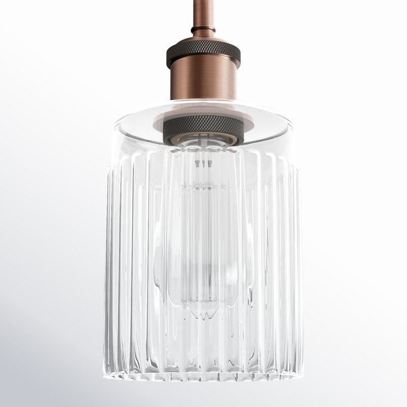 Luminaire suspendu simple à 1 lumière Kamena, Cuivre antique, Ampoule non incluse, Transparent