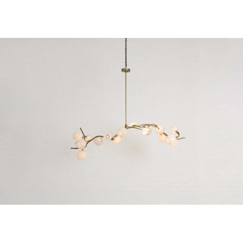 Lucia 16 - Light Dimmable Novelty Chandelier, Hand Rubbed Bronze, Opalino
