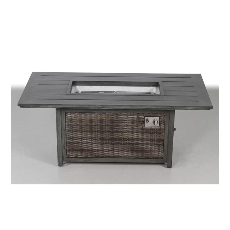 Aluminum/Wicker Propane Fire Pit Table
