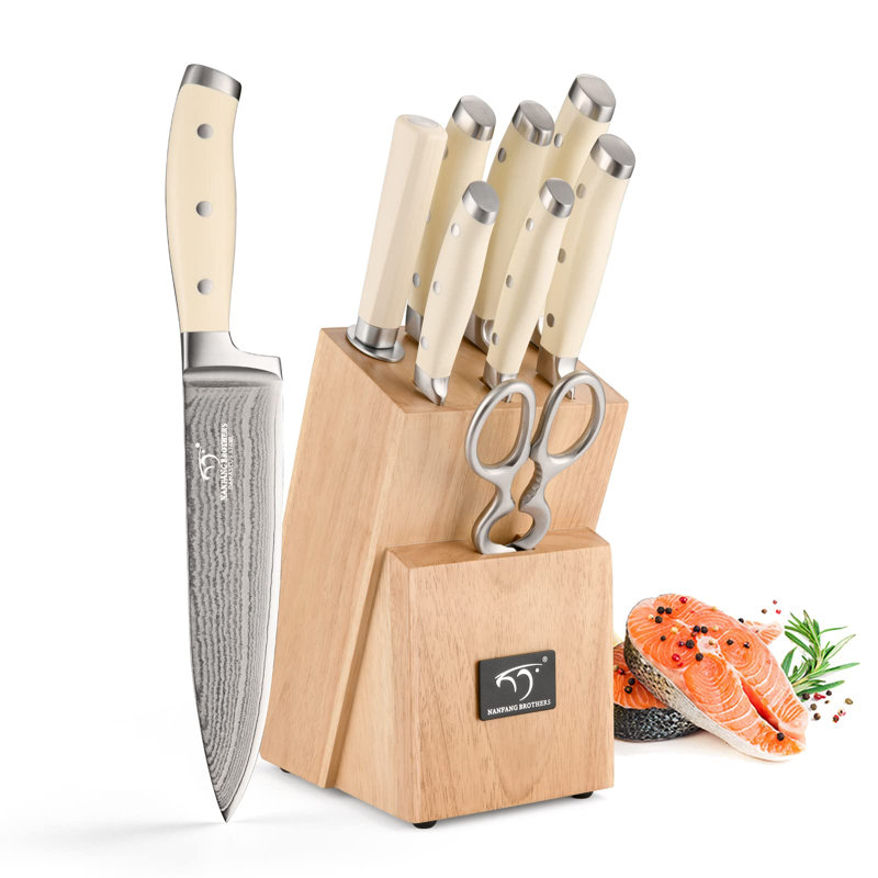 Nanfang Brothers Damascus Steel Knife Block Set