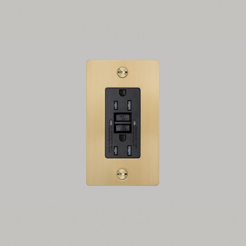 1G Duplex GFCI Outlet / Without Logo, Brass