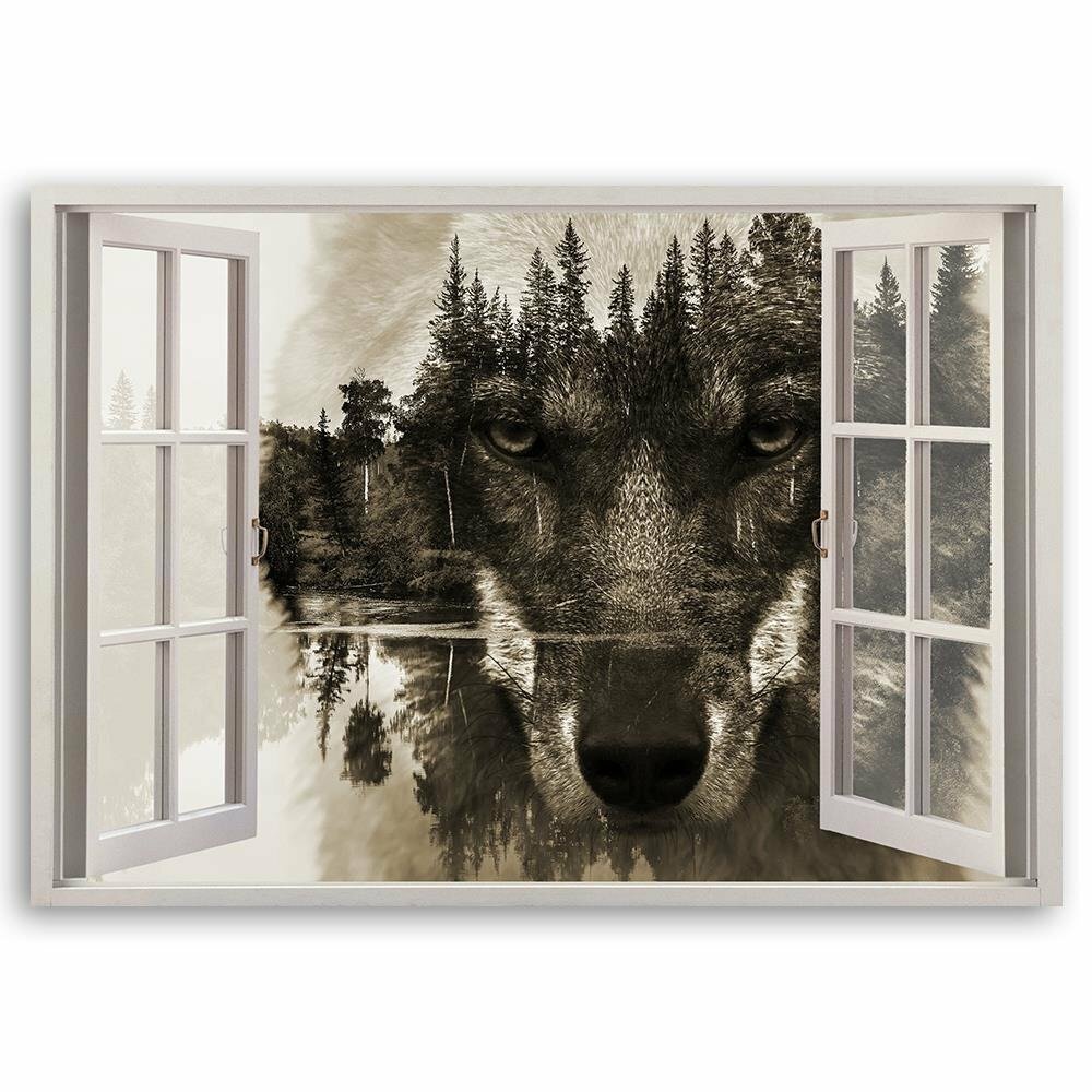 Leinwandbild Fenster zum Wolf