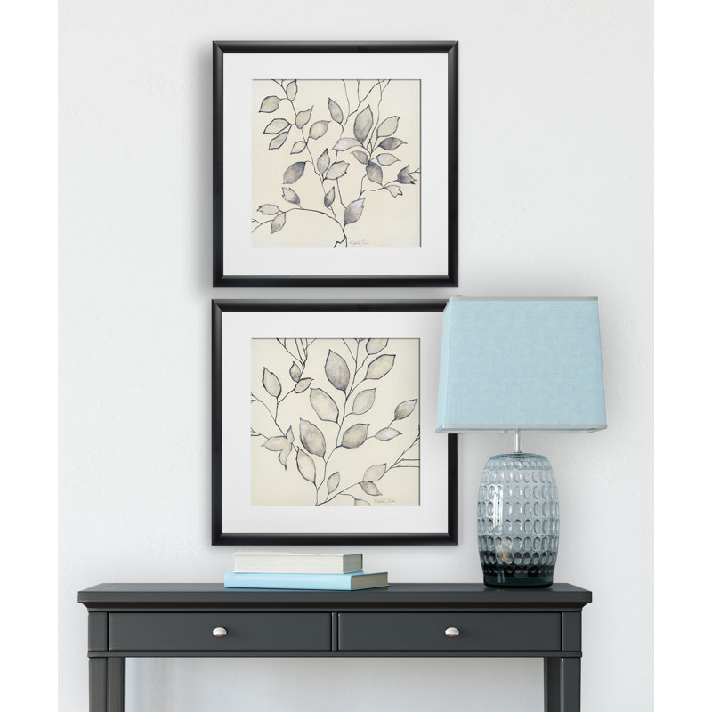" Whispering Leaves " 2 - Pieces Painting Print, Black