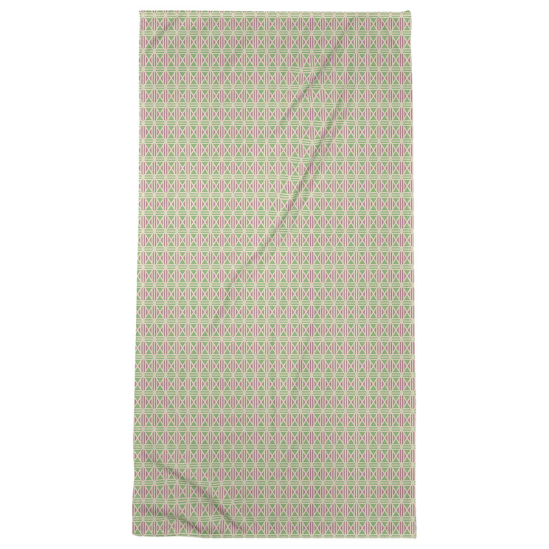 Serviette de bain à losanges, Jaune / rose / vert