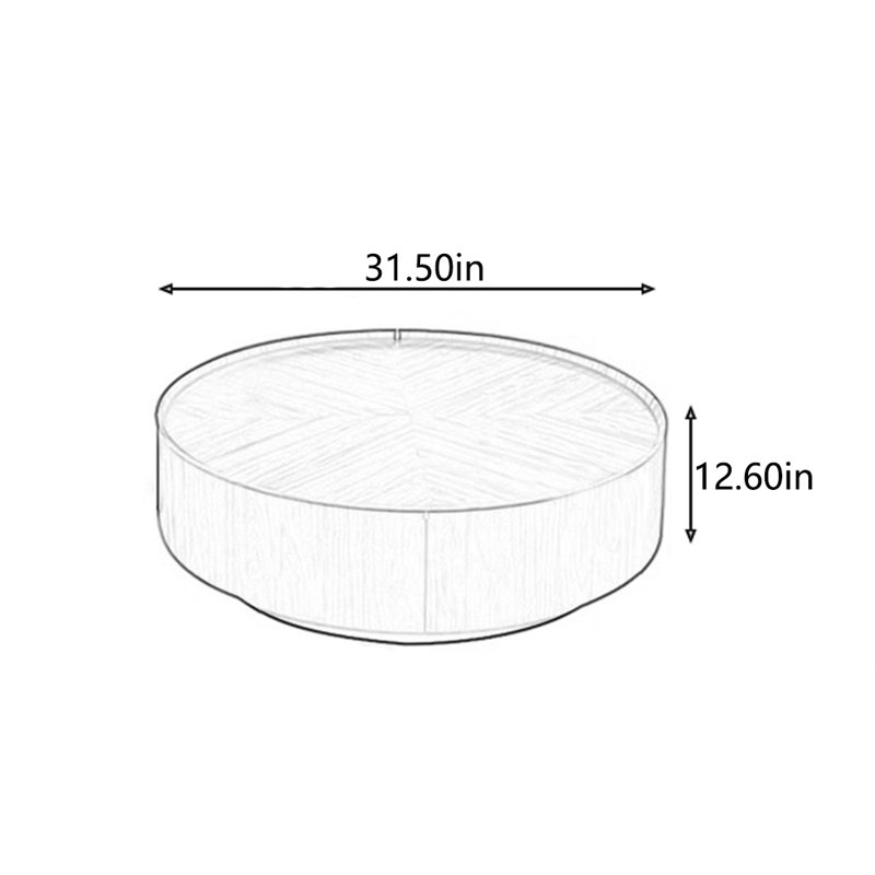 Solid wood round simple creative tea table, 12.6" H x 31.5" L x 31.5" W