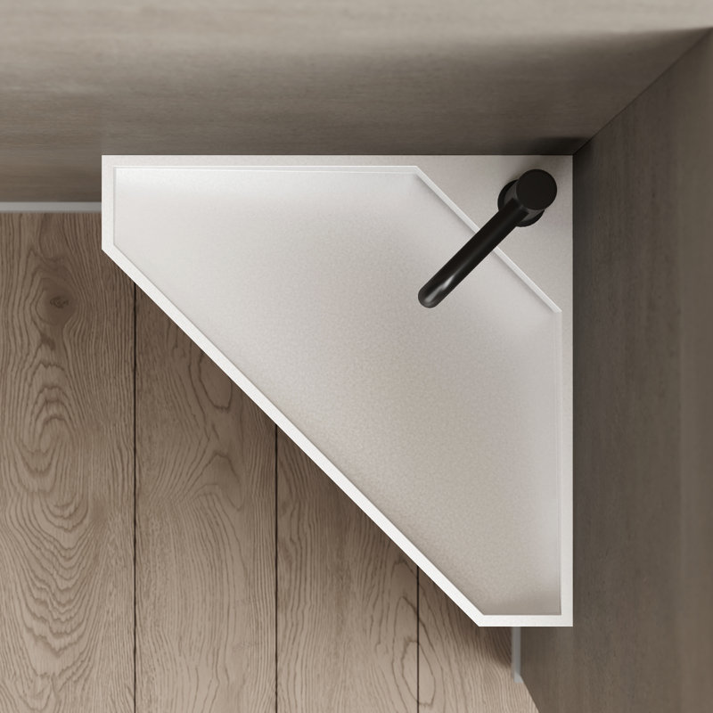MonBlari 20"  Triangle Solid Surface Corner Bathroom Sink Matt White, Matte White