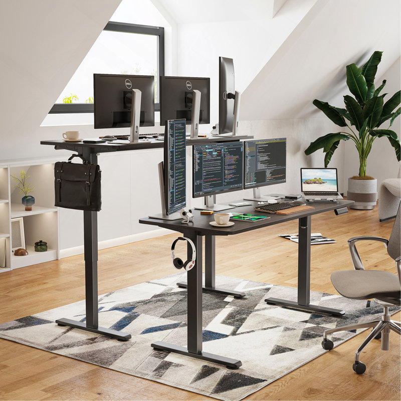 Bureau de travail électrique à hauteur réglable, Gris, Gris