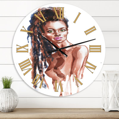 Portrait d'une femme afro-américaine - horloge murale moderne