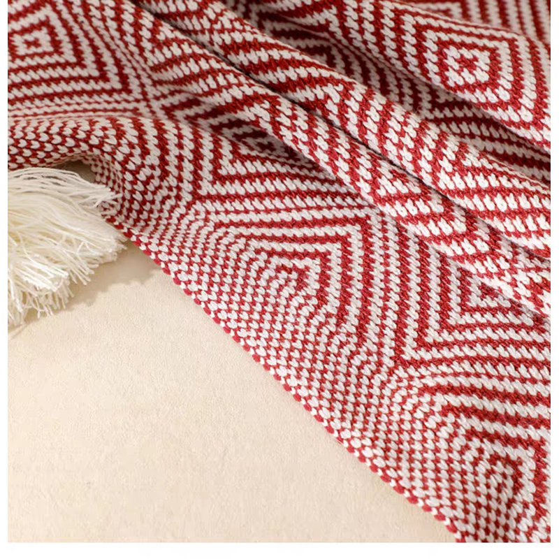 Knitted Throw Blanket, Red