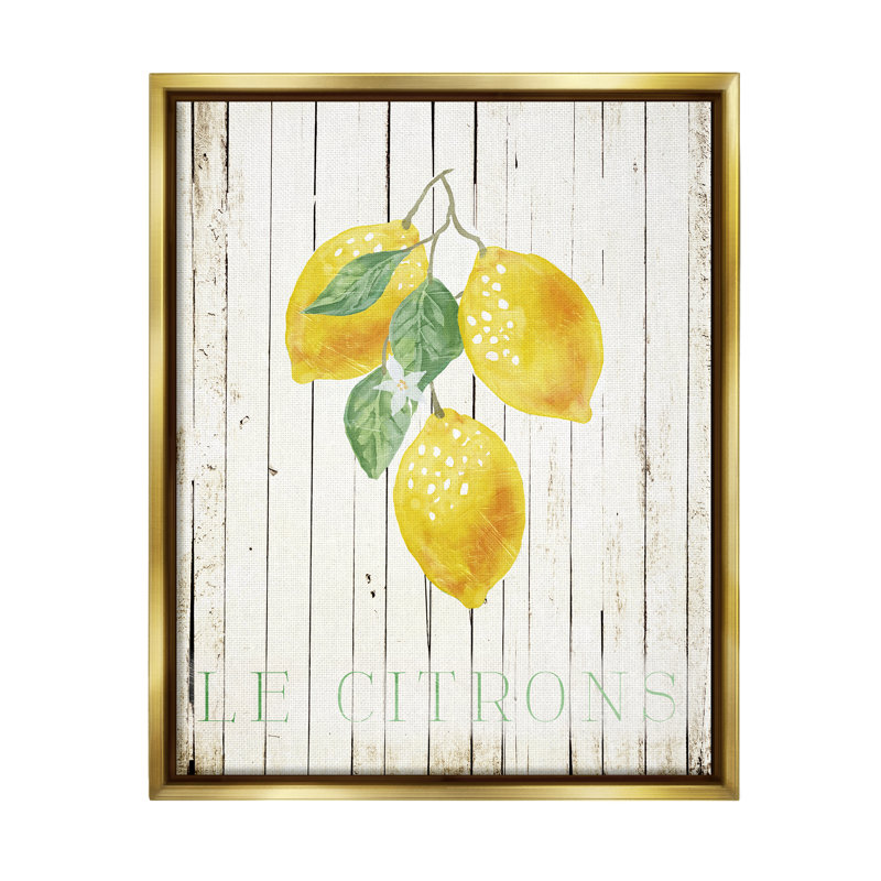 Art mural sur toile flottant Le Citrons, H 31 po x l 25 po x P 1,7 po, Cadre flottant métallique doré