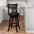 30" Bar Height Slat Back Swivel Stool, Espresso Finish, Charcoal Fabric Seat-1827414368