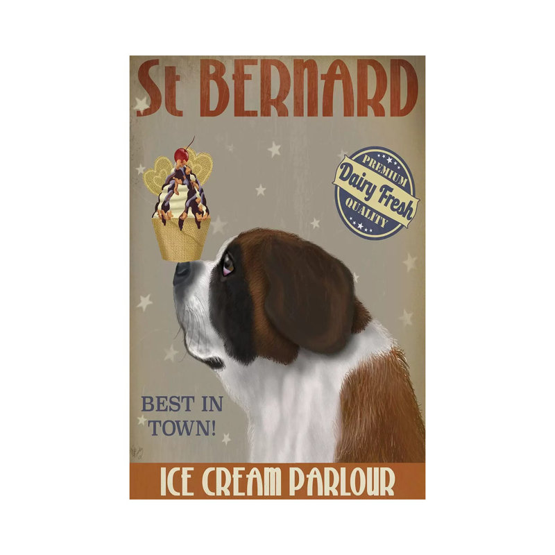 St. Bernard Ice Cream by Fab Funky - Wrapped Canvas Print, 20.32 cm H x 30.48 cm W