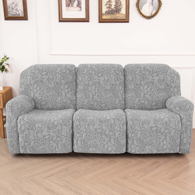 Housse tricotée pour fauteuil inclinable en jacquard, Polyester gris clair