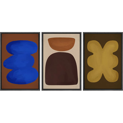 Ensemble de 3 reproductions de formes abstraites de formes abstraites de formes géométriques en forme de polyygone Mid-Century