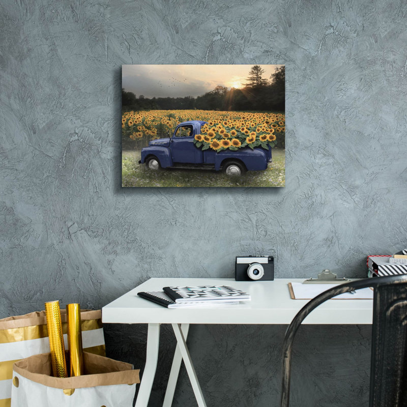 «Sunflower Field at Dusk» par Lori Deiter, art mural sur toile, H 12 po x l 16 po x P 0,75 po