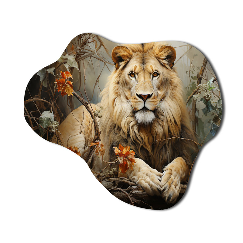 «Lion Collage Of Nature I», reproduction d'art de sculpture murale en métal Freeform, H 25 po x l 28 po x P 1 po