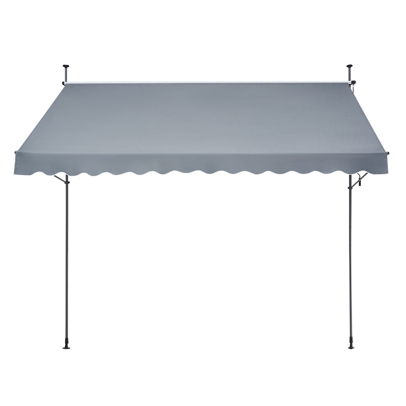 47" Patio Awning Retractable Awning Sunshade Shelter with Crank Handle, 122" H x 138" W x 47" D
