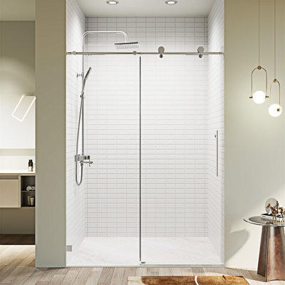 Portes de douche coulissantes simples sans cadre à fermeture en douceur