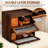 Walnut Wooden Bread Box With Acrylic Window, 2 Layers, (Walnut)