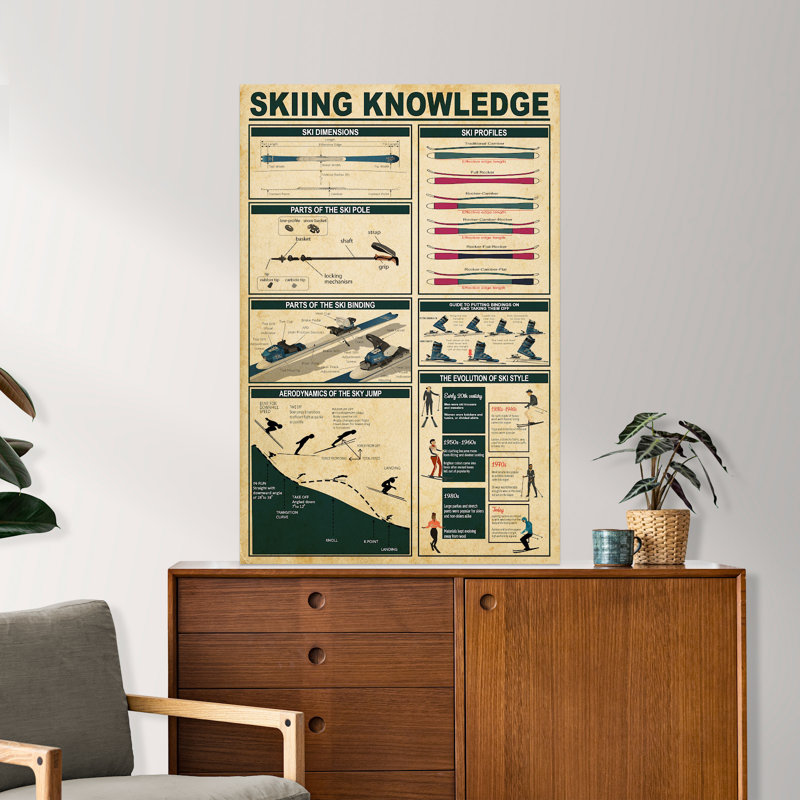 Toile tendue sur toile "Skiing", H 60 po x l 40 po x P 1,25 po