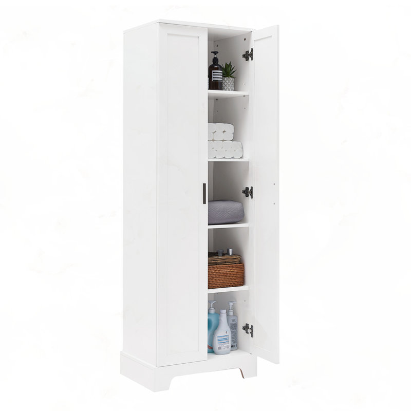 Armoire de rangement avec deux portes pour la salle de bain, Blanc