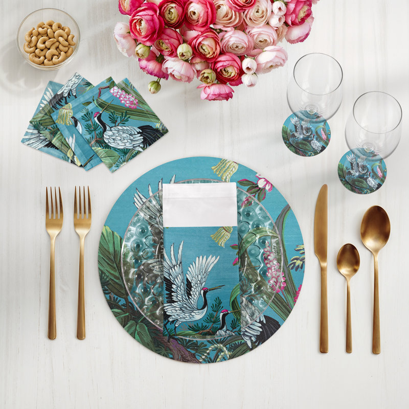 Summer Palace Cotton Sateen Cocktail Napkins, Sarus