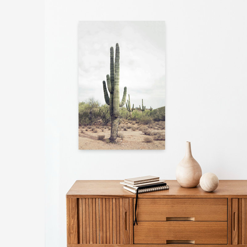 Cactus du désert abstrait, art mural contemporain, 24" H x 16" W