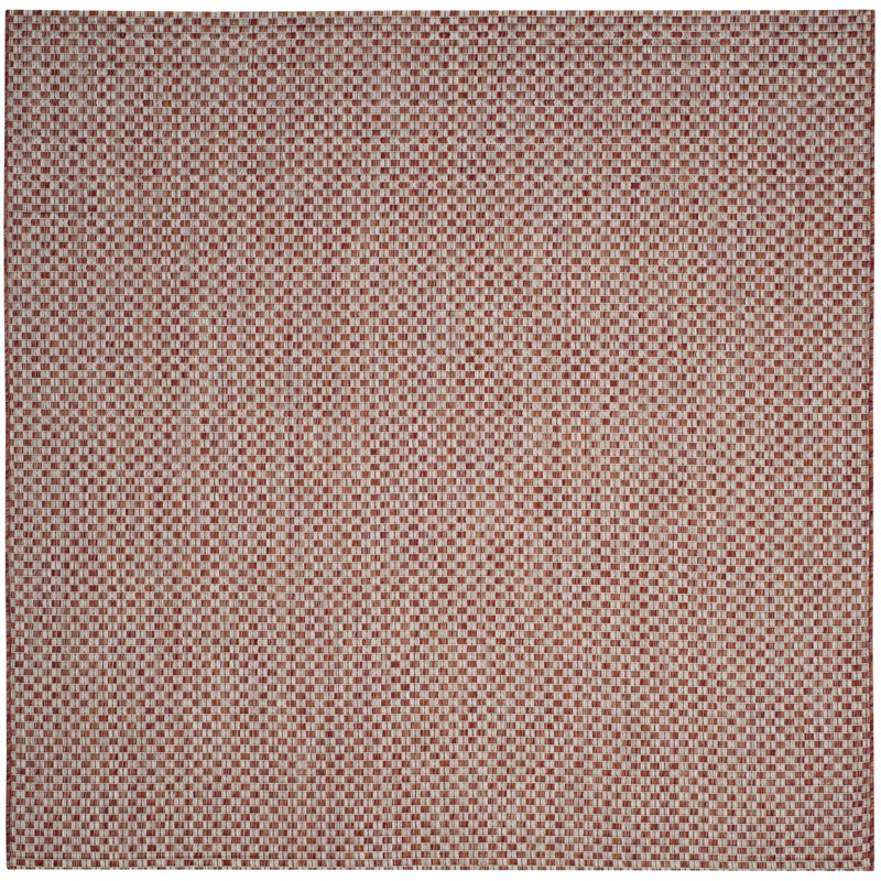 Arneshia Geometric Rust/Light Gray Indoor/Outdoor Area Rug, Square 5'3"