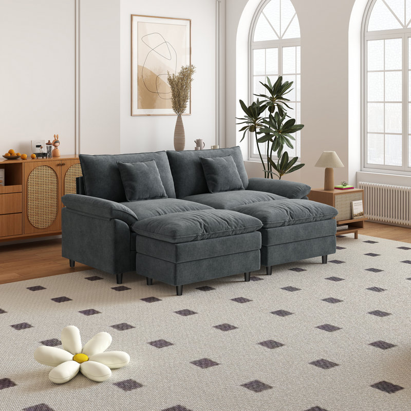 Canapé modulaire en chenille 83,9 po en forme de U, Gris