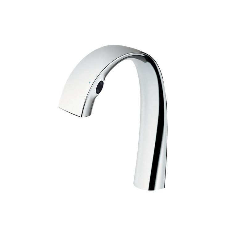 Robinet de salle de bain à un trou avec flux doux et technologie thermo-sure sans contact électronique ZN, Chrome poli