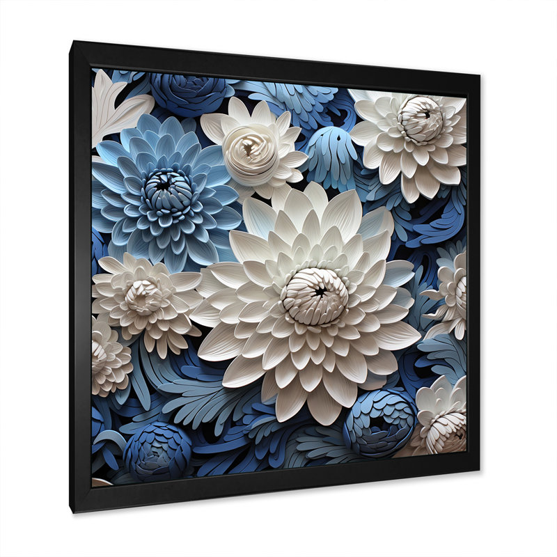«Graceful Mums», reproduction de peinture sur toile II, Cadre simple noir, H 16 po x l 16 po x P 1 po