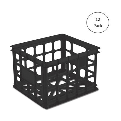 Sterilite Storage Crate, Stackable Plastic Bin Open Basket with Handles