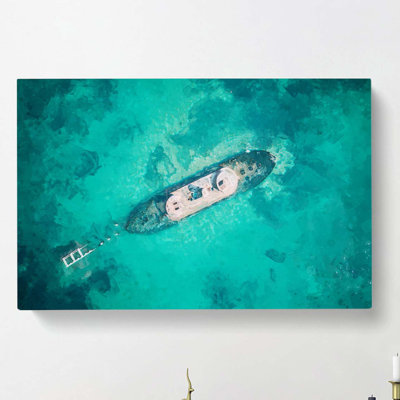 Shipwreck In Black Rock Beach Australia - Wrapped Canvas