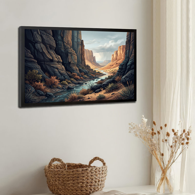 «Canyon River Scene» avec art mural sur toile, 24"H x 36"W