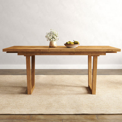 Extendable Solid Wood Dining Table With Sled Legs, Farmhouse Dining Table For Kitchen