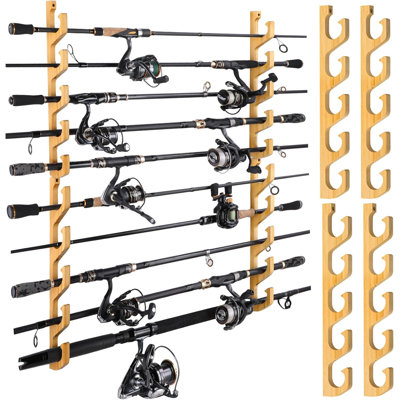 Horizontal Fishing Rod/Pole Holders for Garage, Wall or Ceiling Mounted Rack