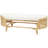 Aubie Brown Rattan Handmade Oval Bench with White Fabric Cushion