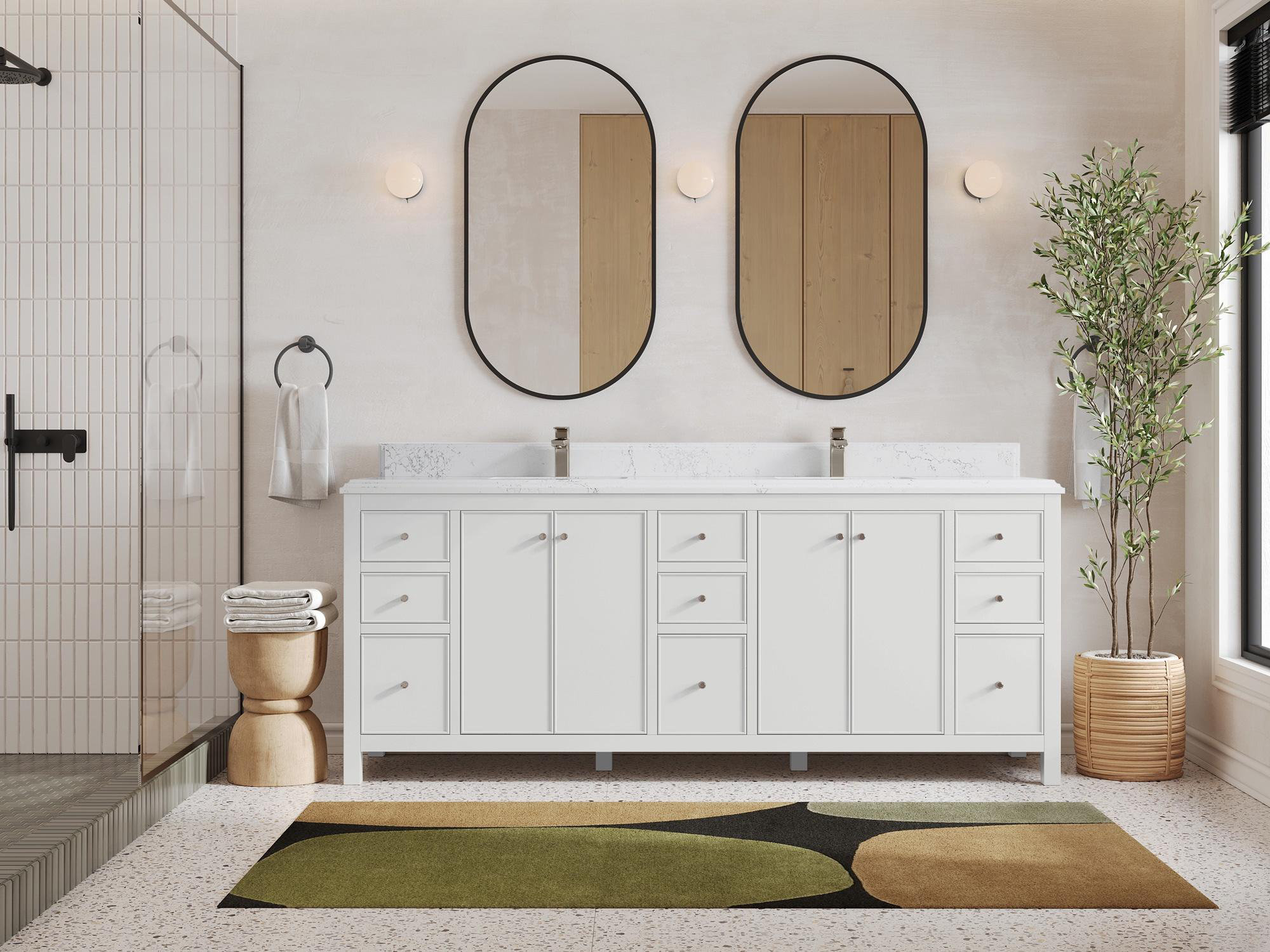 Latitude Run® Bronya 84'' Double Bathroom Vanity with Quartz Top | Wayfair