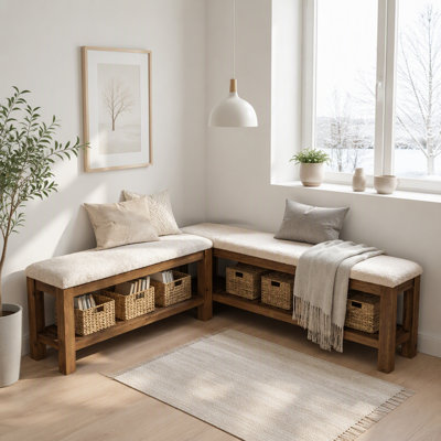Upholstered Bench with Shoe Storage