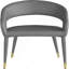 Ensemble de 2 chaises de salle à manger modernes en similicuir, pieds en bois avec embouts dorés