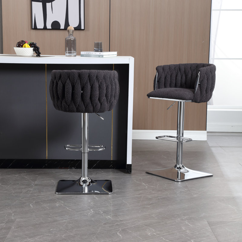 Dalicia Swivel Counter Stool with Metal Frame, Blue