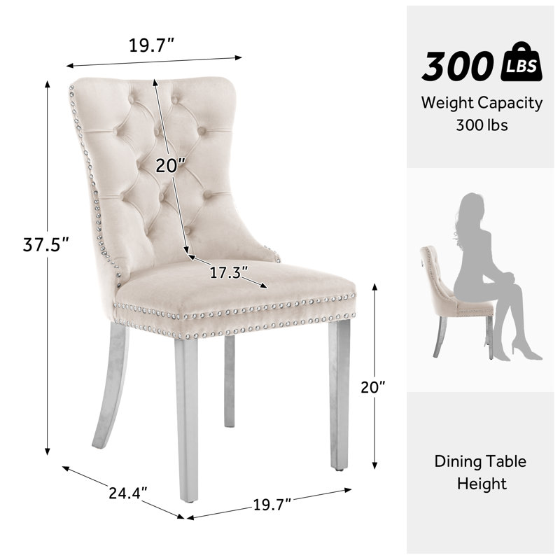 Chaise de salle à manger Kenta, Blanc argenté, Ivoire