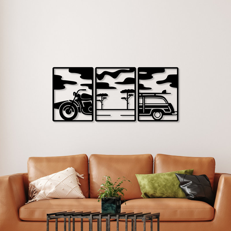 Stylish Decorative Metal Wall Accessory (3 Pieces), Black, 20.9 x 15.7 inches | Durable Metal Body, Thickness: 0.06 inches | Perfect for Home Decor, Living Room & Office Spaces, Modern and Elegant Design