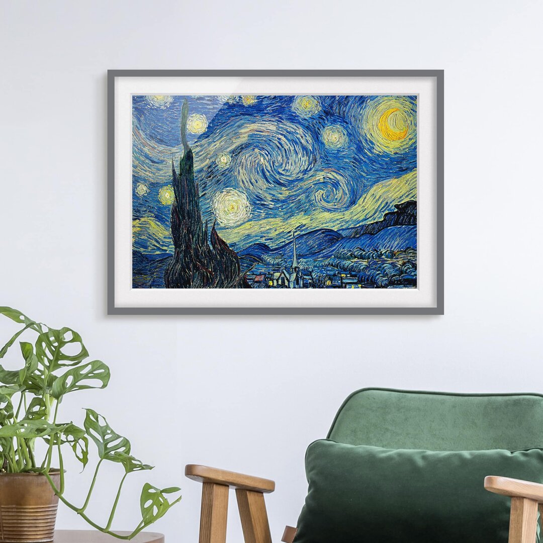 Gerahmtes Papierbild Sternennacht von Vincent van Gogh