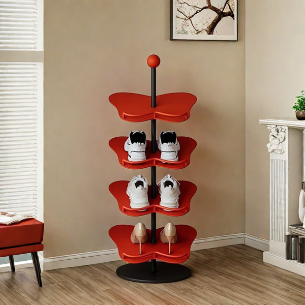 Rosem May 4 Tier 4 Pair White Metal Shoe Rack 4 Pair Shoe Storage ...