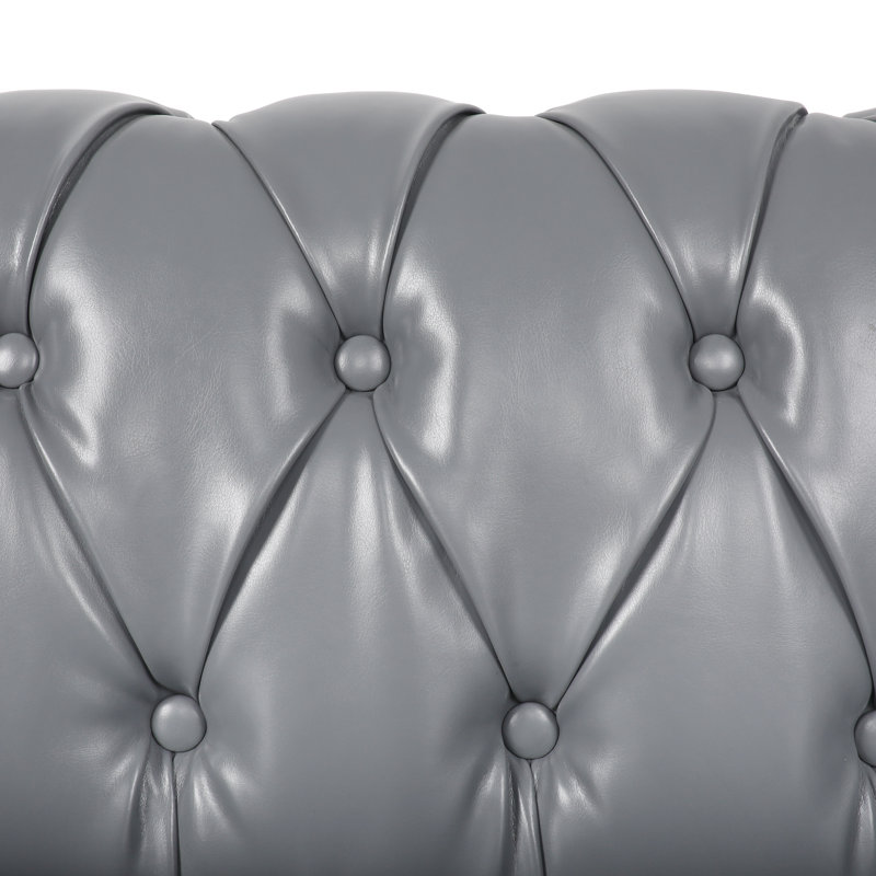 62'' Faux Leather Loveseat, Gray