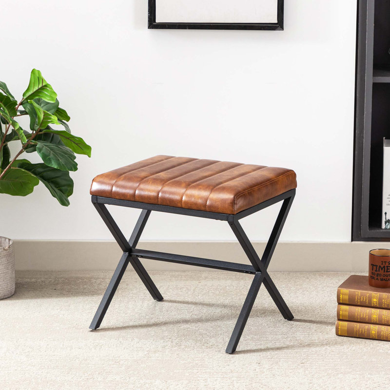 Armgard Metal Accent Stool, Yellowish Brown, Black