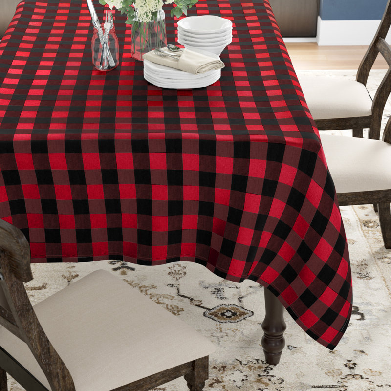 Wolsingham Gingham 100% Cotton Square Tablecloth, 52" L x 52" W, Red