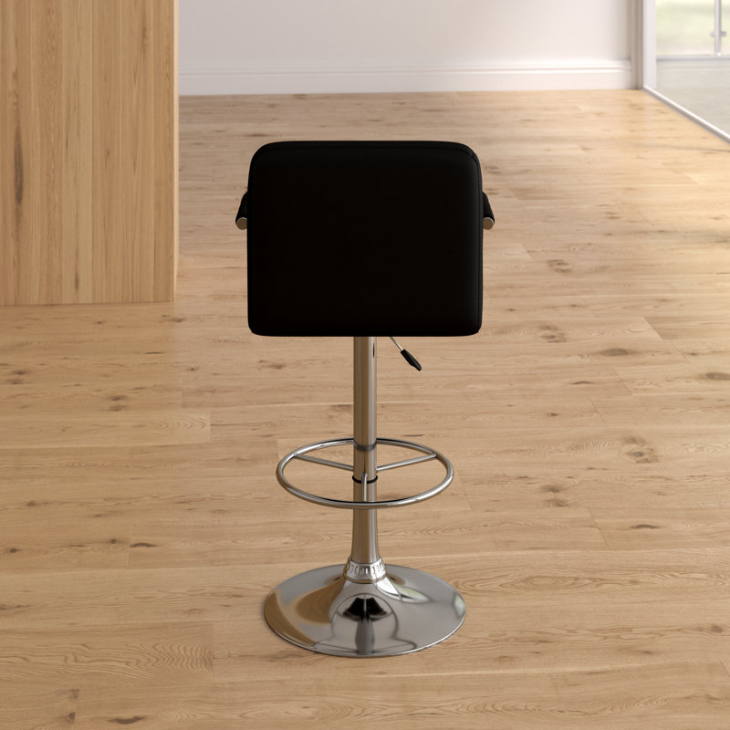 Aishvi Swivel Upholstered Adjustable Height Counter Stool with Metal Frame, Black